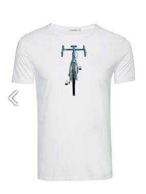 Men's White Bicycle Front Graphic Crew Tee Greenbomb
